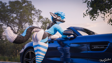 anthro big_butt butt clothed clothing femboy fur hair legwear looking_at_viewer looking_back male pattern_clothing pattern_legwear presenting smile solo stockings striped_clothing striped_legwear stripes tail teasing teasing_viewer teasing_with_butt thick_thighs thigh_highs mrgaleo mercedes-benz azurro_(mrgaleo) mammal rexouium 16:9 3d_(artwork) blender_(artwork) blender_cycles_(artwork) digital_media_(artwork) hi_res widescreen