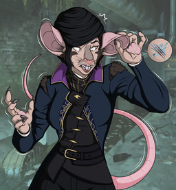 belt black_hair buckteeth clothing female fur hair hand_on_ear jacket looking_aside sewer solo species_transformation tail teeth topwear transformation water whiskers violetrosefall arkane_studios dishonored microsoft emily_(dishonored) human mammal murid murine rat rodent digital_media_(artwork) hi_res