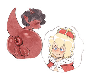 anthro anus big_butt big_vulva blush bodily_fluids butt clothing duo female genital_fluids genitals hair hyper hyper_genitalia hyper_vulva interspecies loli male male/female nude plump_labia presenting puffy_anus royalty simple_background smile teasing thick_thighs vulva wide_hips young young_anthro young_female young_human young_male niichan human kobold lizard mammal reptile scalie hi_res