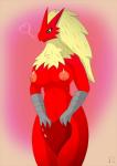 anthro anthrofied blonde_hair blue_eyes breasts claws covering covering_self erect_nipples feathers female grey_body grey_skin hair heart_symbol holidays navel nipples non-mammal_breasts nude pokemorph red_body red_skin smile solo yellow_body yellow_feathers yellow_sclera saucytoast nintendo pokemon valentine's_day avian bird blaziken generation_3_pokemon pokemon_(species) 2014 hi_res