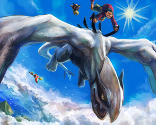 bodily_fluids clothed clothing cloud feral flying group legendary_duo male outside riding sky spread_wings sun tail tears tower_duo wings yellow_eyes rkroca mythology nintendo pokemon ethan_(pokemon) avian bird generation_2_pokemon ho-oh hoothoot human legendary_pokemon lugia mammal mythological_avian mythological_bird mythological_creature mythological_firebird pokemon_(species) 5:4