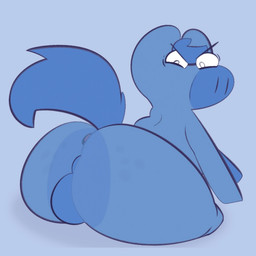 angry anthro anthrofied anus balls big_butt blue_background blue_body butt flat_chested genitals male simple_background solo tail unknown_artist battle_for_dream_island object_shows fourse_(bfdi) equid equine equus_quattor mammal
