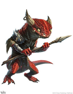 anthro armor barefoot cross-eyed feet holding_melee_weapon holding_object holding_polearm holding_spear holding_weapon horn horn_jewelry horn_ring jewelry male melee_weapon pauldron polearm red_body red_scales ring_(jewelry) scales simple_background solo spear standing tail weapon white_background brian_valeza paizo pathfinder kobold kobold_(pf2e) scalie 2019 digital_media_(artwork) hi_res official_art