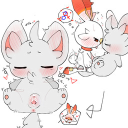 anthro anus aroused barely_visible_genitalia barely_visible_vulva biped bipedal_feral blush blushing_profusely body_blush breath censored_genitalia censored_vulva cheek_tuft chest_tuft clitoris cutaway duo ear_blush expression_cutaway eyes_closed facial_tuft female feral fluffy fluffy_tail front_view fur furrowed_eyebrows gender_symbol gender_symbol_penetration genitals grey_body grey_fur head_tuft heart_reaction heart_symbol in_heat inner_ear_fluff interspecies lewd_symbolism male male/female obscured_mouth onomatopoeia paws penetration penile penile_penetration penis pink_penis red_body red_fur scut_tail sequential_arrow sex shaking shocked short_tail simple_background sleep_sex sleeping sound_effects symbol tail tail_motion tailwag text tongue tongue_out tremble_lines trembling tuft vaginal vaginal_penetration vowelless vowelless_sound_effect vulva vulva_blush white_background white_body white_fur zzz sakaniyame nintendo pokemon generation_5_pokemon generation_8_pokemon minccino pokemon_(species) scorbunny 1:1 2025 censored digital_drawing_(artwork) digital_media_(artwork) hi_res japanese_text pictographics sequence