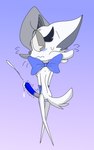accessory anthro armwear big_penis blue_bow blue_clothing blue_gloves blue_handwear bodily_fluids body_hair breasts cheek_tuft chest_hair chest_tuft clothing cum cumshot ejaculation elbow_gloves eyebrow_through_hair eyebrows eyelashes facial_tuft featureless_breasts fur furgonomics genital_fluids genitals gloves grey_eyes grey_hair grey_nose gynomorph hair hair_over_eye hand_on_penis handwear huge_penis intersex looking_at_viewer looking_back looking_back_at_viewer masturbation neck_bow neckwear penile penile_masturbation penis pointy_feet solo standing submissive submissive_gynomorph submissive_intersex tears tears_of_pleasure translucent translucent_hair tuft white_body white_fur toddjackjuster whitney_melodisk domestic_cat felid feline felis mammal absurd_res hi_res