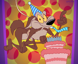 3_toes 4_fingers abstract_background anthro arm_tuft athletic belly bent_legs big_butt biped birthday_cake black_eyes black_nose brown_body brown_fur butt cake candle casual_nudity chest_tuft clothing curled_tail dessert dotted_background ears_down elbow_tuft eyebrows feet fingers fist floating food fur gesture glance hand_gesture happy_birthday hat headgear headwear humanoid_feet knee_tuft leg_tuft lines_drawn looking_at_viewer male midair multicolored_body multicolored_fur nude nudist party_hat party_horn pattern_background paws pecs pivoted_ears plantigrade polka_dots pose raised_finger raised_index_finger raised_tail rope shoulder_tuft simple_background skinny smile smiling_at_viewer solo spine tail tan_belly tan_body tan_eyebrows tan_fur toes toony tuft two_tone_body two_tone_fur yellow_sclera gavanzude looney_tunes warner_brothers wile_e._coyote canid canine canis coyote mammal 2025 colored digital_drawing_(artwork) digital_media_(artwork) flat_colors hi_res pinup signature