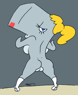 anthro big_breasts boots breasts butt clothing female footwear genitals lipstick makeup mostly_nude presenting presenting_hindquarters shoes solo vulva white_boots white_clothing white_footwear praiz nickelodeon spongebob_squarepants pearl_krabs aquatic cetacean mammal physeteroid sperm_whale toothed_whale whale