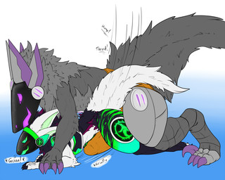 anthro aroused balls big_balls big_bulge big_dom_small_sub big_penis big_tail bulge clothed clothing detailed_bulge dominant duo erection fluffy fluffy_tail genitals grin grinding groan hot_dogging huge_balls huge_bulge huge_penis humping hyper hyper_balls hyper_bulge hyper_genitalia hyper_penis larger_male machine male male/male moan on_top penis pinned revealing_outfit seductive sex size_difference skimpy smaller_male smile speedo swimwear tail tenting thigh_sex thrusting tight_bulges tight_clothing tight_underwear underwear conditional_dnp samagthrav2 protogen_(seproutho) primagen protogen 5:4 hi_res