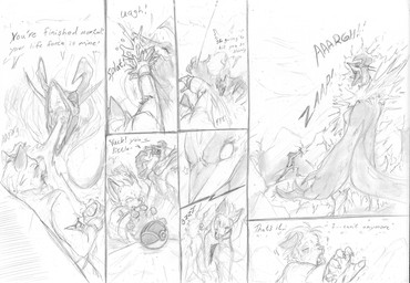 angry anthro attack battle blood blood_from_mouth blood_in_mouth bodily_fluids breasts capturing catching_pokemon clenched_teeth comic_panel dialogue duo female fight larger_female male medium_breasts motion_lines nude nude_female open_mouth pokeball size_difference slime small_comic sweat teeth text threatening threatening_violence throwing_pokeball torn_jacket wounded zapped blackfox85 nintendo pokemon gin_(blackfox85) canid canine fox fox_spirit generation_6_pokemon legendary_pokemon mammal pokemon_(species) yveltal absurd_res comic english_text graphite_(artwork) hi_res monochrome traditional_media_(artwork)