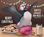 accessory beak big_penis bodily_fluids brown_background christmas_clothing christmas_decorations christmas_headwear christmas_lights clothing cookie cookies_and_milk cum cum_as_food cum_as_milk cum_drip cum_in_a_cup cum_in_container cum_splatter detailed_background dripping ejaculation feet feral food genital_fluids genitals hat headgear headwear holidays huge_penis hyper hyper_genitalia hyper_penis male membrane_(anatomy) merry_christmas penis penis_accessory penis_bow penis_ribbon plate presenting presenting_penis ribbons santa_hat simple_background solo spread_wings standing text toes webbed_feet wings asmallotter christmas alcid avian bird lari puffin english_text hi_res signature