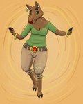 2019 3_fingers 4:5 absurd_res anthro armband artist_logo back_fat back_hump barefoot belt belt_buckle bent_arm bent_legs bottomwear breasts brown_belt brown_bottomwear brown_clothing brown_hooves brown_shorts buckle cheek_tuft cleavage clothed clothing collarbone colored dancing deer digital_drawing_(artwork) digital_media_(artwork) ear_piercing eternal_forwardness eyebrows eyelashes facial_tuft fat_hump fatty_humps feet female fingers fluffy gem gold_armband green_clothing green_eyes green_shirt green_topwear hi_res hooved_fingers hooves hump humped_back lips logo mammal moose new_world_deer orange_background pearl_(gem) piercing red_lips royalty ruby_(gem) shaded shirt shorts shoulder_hump simple_background skywater smile smiling_at_viewer solo tattoo thick_eyebrows thick_lips topwear tucked_shirt tuft wide_hips wumba_mumba_moocett