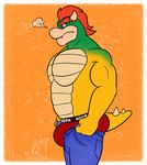 anthro bottomwear bulge butt clothed clothing denim denim_bottomwear denim_clothing fangs horn jeans male muscular muscular_male pants pecs solo spikes tail teeth topless topless_male underwear inlustriusghost mario_bros nintendo tight_pants_(meme) bowser koopa scalie absurd_res hi_res meme