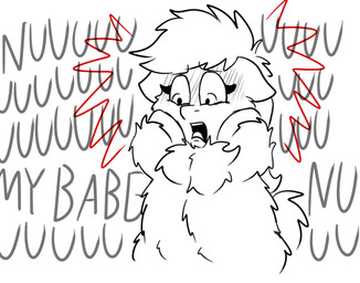 chest_tuft eyelashes female female_feral feral fur hair hand_on_cheek hooves offscreen_character open_mouth quadruped shocked solo tail teeth text text_background tongue tuft anonymous_artist fluffy_pony fluffy_pony_(species) mammal digital_media_(artwork) english_text spot_color