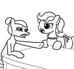 apron clothing duo earth_pony equid equine fan_character female feral ficficponyfic hasbro horse mammal monochrome my_little_pony pony