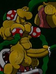 anthro ball_bulge bodily_fluids cum genital_fluids genitals male penetration penis simple_background solo tentacles urethral urethral_bulge urethral_penetration vulkypsin mario_bros nintendo koopa koopa_troopa scalie 3:4 hi_res