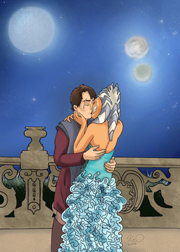 blonde_hair blue_eyes blue_lekku clothing dress duo female hair kissing light_body light_skin love male male/female orange_body orange_skin white_lekku young unknown_artist star_wars star_wars:_the_clone_wars ahsoka_tano anakin_skywalker alien human mammal togruta hi_res source_request
