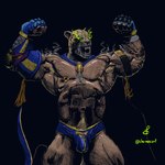 abs animal_mask biceps big_muscles body_hair bulge flexing for_a_head happy_trail male mask muscular muscular_male nipple_piercing nipples pecs piercing solo vein veiny_muscles wrestler chrinos_art bandai_namco tekken tekken_8 king_(tekken) animal_head animal_humanoid felid human humanoid jaguar mammal pantherine 1:1 absurd_res hi_res