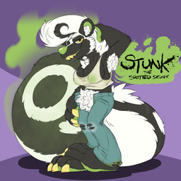 armpit_fetish armpit_hair armpit_musk armpit_tuft big_feet body_hair bottomwear breasts clothing denim denim_bottomwear denim_clothing feet green_flesh green_nipples hairy huge_feet hyper hyper_feet intersex jeans musk nipples nipples_visible_through_clothing pants pompadour shirt stubble tank_top topwear min_(artist) mammal mephitid skunk spotted_skunk 1:1 absurd_res hi_res