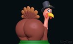 3d_modeling 3d_print avian_caruncle beak belt_buckle big_butt black_background brown_body buckle butt clothing dewlap_(anatomy) feathers female feral happy hat headgear headwear holidays looking_back pink_head raised_tail simple_background smile solo tail wattle sillytoys thanksgiving avian bird chicken galliform gallus_(genus) phasianid turkey 3d_(artwork) digital_media_(artwork) hi_res