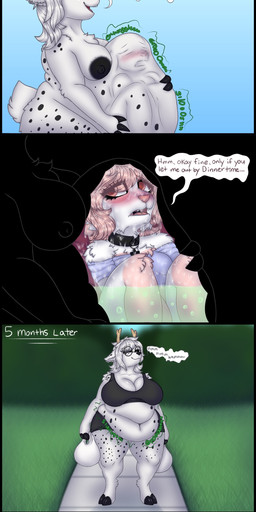 after_vore anthro belly black_bra black_clothing black_spots black_underwear bra breast_growth breasts clothing digested digestion digestion_noises duo female female/female fur growth humming internal nipples organs overweight overweight_anthro overweight_female pink_body pink_fur post_digestion rumbling_stomach spots stomach tail text underwear vore weight_gain white_body white_fur violetsnackbar amii pepper_(peppershakerr) deer domestic_cat felid feline felis mammal absurd_res english_text hi_res