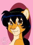 anthro black_hair brown_eyes female hair long_hair pink_nose ponytail smile solo kittmouri felid lion mammal pantherine 2019