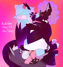 ambiguous_gender anthro big_tail black_cum blind bodily_fluids colored_cum cropped_ears cum cum_drip cum_on_toy curly_hair disability docked_tail dripping female genital_fluids group group_sex hair holding_partner imminent_oral making_out notched_ear pulling_hair sex short_tail strapon tail threesome touching_hair trio unusual_bodily_fluids unusual_cum unusual_genital_fluids wings young freak_magic1369 kinktober magic_(freak_magic1369) pitch_(freak_magic1369) rumbles_(freak_magic1369) american_pit_bull_terrier canid canine canis demon domestic_cat domestic_dog felid feline felis hunting_dog hybrid mammal mastiff molosser pit_bull reptile rottweiler scalie terrier wither_beast wither_beast_(freak_magic1369) absurd_res hi_res adult_(lore) female_(lore) nonbinary_(lore)