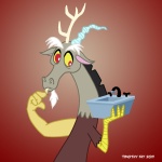 4_fingers antlers beard claws eyebrows facial_hair fangs fingers gradient_background holding_object horn kitchen_sink looking_aside male red_eyes simple_background sink solo teeth yellow_sclera timothy_fay friendship_is_magic hasbro my_little_pony discord_(mlp) chimera draconequus 1:1 2011