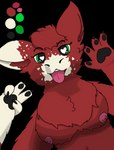 anthro breasts female fluffy fur fur_markings gesture hand_gesture heart_eyes heart_symbol markings palette pawpads smile solo spots tongue tongue_out v_sign wide_hips kiwu velvet_(kiwu) manokit absurd_res alpha_channel hi_res