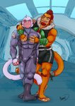 anthro bulge clothing duo grope latex latex_clothing latex_skinsuit male rubber_clothing skinsuit tight_clothing delicatessen nintendo star_fox andrew_oikonny noke_(delicatessen) haplorhine japanese_macaque macaque mammal monkey old_world_monkey primate hi_res