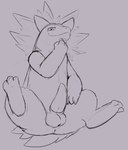 anus balls feet feral genitals hindpaw looking_at_viewer male paws penis sitting solo tapering_penis koalcleaver nintendo pokemon generation_2_pokemon pokemon_(species) typhlosion hi_res