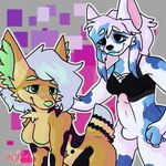 anthro blue_hair blush breasts duo female genitals gynomorph gynomorph/female hair intersex intersex/female nipples penis submissive submissive_female kennithwolf 1:1 hi_res