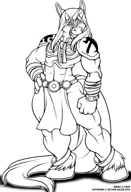 anthro armor bottomwear bracers clothed clothing hair hand_on_hip hooves horn loincloth male muscular muscular_anthro muscular_male sholder_pads solo topwear deonwolf bandai_namco digimon indra_(caisson) digimon_(species) indramon 2014 digital_media_(artwork) hi_res line_art monochrome