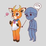 ambiguous_gender anthro blush bottomless bowl_cut clothed clothing duo hooves horn male ogling school_uniform uniform menhou animal_crossing nintendo beau_(animal_crossing) villager_(animal_crossing) antelope arthropod bovid butterfly human insect lepidopteran mammal 1:1 pictographics male_(lore)