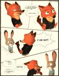 2017 absurd_res anthro canid canine clothed clothing comic dialogue dipstick_ears disney duo ellipsis english_text female fox green_eyes hi_res judy_hopps lagomorph leporid male mammal multicolored_ears nick_wilde purple_eyes rabbit red_fox speech_bubble sprinkah text true_fox url zootopia