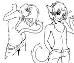 anthro blush butt duo femboy male pose scar pun683 twokinds keith_keiser nickolai_alaric basitin mammal monochrome pinup sketch