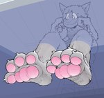 4_toes anthro bodily_fluids claws feet female foot_focus fur grey_body grey_fur partially_submerged pawpads paws soles solo tears toe_claws toes ikkimikka konna_(ikkimikka) canid canine mammal 2022 hi_res