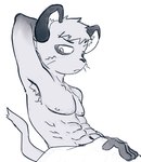 abs anthro armpit_hair body_hair clothed clothing male muscular muscular_male pecs simple_background solo topless topless_male white_background ahseo gelato_(latotabo) mammal murid murine rat rodent greyscale hi_res line_art monochrome