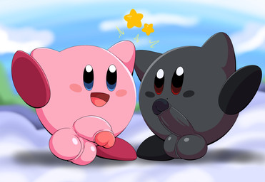 balls big_balls big_penis cloud cloudy_sky duo erection genitals hand_holding hands_up humanoid_genitalia humanoid_penis male penis raised_leg sky smile tepigfan101 kirby_(series) nintendo kirby shadow_kirby waddling_head absurd_res hi_res