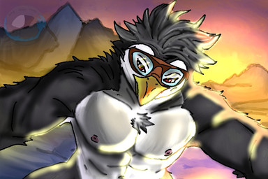 anthro athletic athletic_anthro eyewear goggles hair looking_at_viewer male mostly_nude muscular nipples non-mammal_nipples pink_nipples snow cor1998l avian bird penguin 3:2