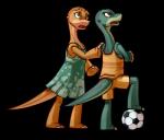 anthro ball bottomwear clothing duo outline shorts simple_background soccer sport transparent_background uniform topazice don_bluth the_land_before_time lizzie_tinysaurus skitter_tinysaurus dinosaur prehistoric_species reptile scalie alpha_channel digital_media_(artwork) full-length_portrait portrait shaded