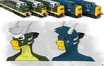 2_horns alternate_color anthro black_eyebrows black_inner_ear black_sclera blue_body blue_ears blue_fur blue_hair british british_rail_class_55 countershade_fur countershade_torso countershading curved_horn diesel_locomotive england eyebrows facial_markings facial_spikes frown fur fur_markings green_body green_ears green_fur grey_hair hair head_markings horn jaw_spikes light_body locomotive logo machine male markings mask_(marking) model_train multicolored_body multicolored_fur nude photo pupils red_eyes reference_image simple_background smooth_horn solo spikes spikes_(anatomy) train vehicle white_background white_horn white_mask white_spikes yellow_body yellow_countershading yellow_fur yellow_markings mcgrewart british_rail english_electric how_to_dragon_your_train mythology dragon furred_dragon furred_scalie hybrid living_machine living_train living_vehicle locomorph mythological_creature mythological_scalie reptile scalie 2023 bust_portrait digital_drawing_(artwork) digital_media_(artwork) hi_res meme portrait signature