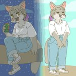 anthro beverage_can clothed clothing day female kemono night solo tired ekaki510 australian_possum brushtail_possum common_brushtail_possum mammal marsupial 1:1