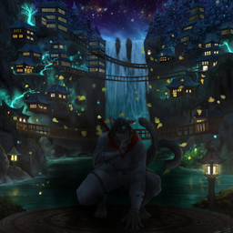 anthro male ninja outside shadow_walker solo warrior bakaneko blackcat dansats felid feline mammal 1:1 absurd_res hi_res