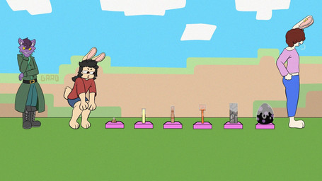 after_masturbation anthro black_eyes black_hair boots brown_hair clothing coat cushion egg end_rod footwear fur hair hair_over_eye lightning_rod male open_mouth purple_body purple_fur purple_hair shirt shoes short tan_body tan_fur topwear yellow_sclera garoadams microsoft minecraft mojang xbox_game_studios bryce_(garoadams) garo_(garoadams) pacifico_(garoadams) domestic_cat felid feline felis lagomorph leporid mammal rabbit 16:9 2026 hi_res widescreen
