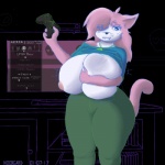 :3 anthro arms_bent big_breasts big_butt bite biting_lip biting_own_lip body_slider bone bottomwear breast_expansion breast_squish breasts butt clothed clothing controller countershading curvy_figure electronics expansion fangs female fur game_console game_controller hair hair_over_eye hand_on_breast hand_on_own_breast heart_eyes heart_symbol holding_breast holding_controller holding_game_controller holding_object huge_breasts hyper hyper_breasts inflation legs_together looking_at_viewer nipples one_eye_obstructed pants pink_body pink_fur playstation_console ps3_console raised_hand screen self_bite shirt skull solo squish standing straight_legs teeth television thick_thighs topwear triforce voluptuous wide_hips xbox_console xbox_controller xbox_one_console xbox_wireless_controller nooxgard kinect microsoft nintendo playstation playstation_3 sony_corporation sony_interactive_entertainment the_legend_of_zelda vg_cats xbox xbox_game_studios xbox_one aeris_(vg_cats) domestic_cat felid feline felis mammal 1:1 2017