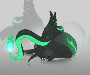 anthro breasts butt female feral solo vore yellow_eyes cmitchell mythology nintendo pokemon charizard dragon generation_1_pokemon generation_7_pokemon lizard mythological_creature mythological_scalie pokemon_(species) reptile salazzle scalie 6:5 absurd_res hi_res