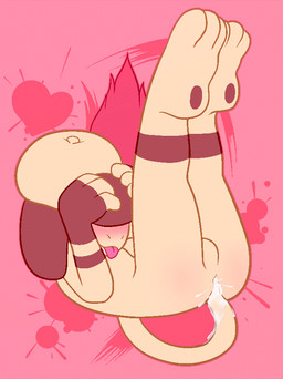 3_toes abstract_background after_sex afterglow anthro bodily_fluids brown_body brown_fur brown_markings cum cum_drip cum_in_ass cum_inside dripping featureless_crotch feet fur genital_fluids heart_symbol legs_up male markings multicolored_body multicolored_fur pawpads red_background simple_background solo tail tan_body tan_fur thin_tail toes tongue tongue_out two_tone_body two_tone_fur junebug69 nintendo pokemon generation_2_pokemon pokemon_(species) smeargle