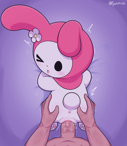 anthro anthro_penetrated anus bedding bedding_background blush bodily_fluids duo female female_anthro female_on_human female_penetrated first_person_view genital_fluids genitals hand_on_butt human_on_anthro human_penetrating human_penetrating_anthro human_pov humanoid_genitalia humanoid_penis interspecies kemono larger_human larger_male male male/female male_human male_on_anthro male_penetrating male_penetrating_anthro male_penetrating_female male_pov one_eye_closed paws penetration penile penile_penetration penis penis_in_vagina pink_hood sex size_difference smaller_anthro smaller_female smaller_penetrated tail vaginal vaginal_fluids vaginal_penetration vulva white_body zyuuniie onegai_my_melody sanrio my_melody human lagomorph leporid mammal rabbit hi_res signature