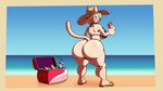 :3 beach big_butt bikini black_bikini black_clothing black_swimwear blonde_ears blonde_hair border brown_border butt can clothing container cooler female hair hat headgear headwear holding_can holding_container holding_object ice looking_back pipe_bomb pupils sea seaside sky slit_pupils smile solo straw_hat swimwear tail thick_thighs two-piece_swimsuit water yellow_tail kyrie_eleison tsukihime type-moon neco-arc animal_humanoid cat_humanoid felid felid_humanoid feline feline_humanoid humanoid mammal mammal_humanoid 16:9 hi_res widescreen