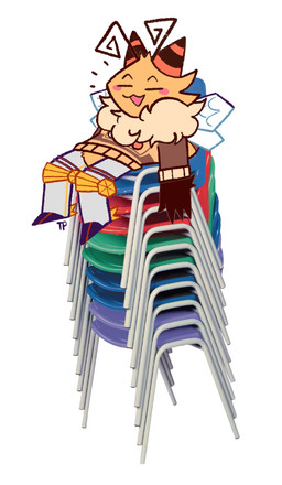 2_antennae antennae_(anatomy) anthro blush blush_stickers bottomless brown_clothing brown_topwear chair chair_stack clothed clothing emanata eyes_closed furniture horn initials multicolored_clothing multicolored_horn multicolored_topwear on_chair open_mouth pattern_clothing pattern_sweater pattern_topwear pink_cheeks simple_background sitting solo striped_clothing striped_horn striped_sweater striped_topwear stripes sweater tan_clothing tan_topwear topwear two_tone_horn white_background toiletpaperhgha mythology vtuber i.v._(ivycomb) arthropod bee dragon hybrid hymenopteran insect mythological_creature mythological_scalie scalie 2022 hi_res signature nonbinary_(lore)